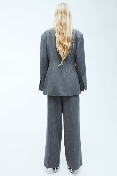 Wide trousers - Dark grey/Pinstriped - Ladies | H&M GB | H&M (UK, MY, IN, SG, PH, TW, HK)