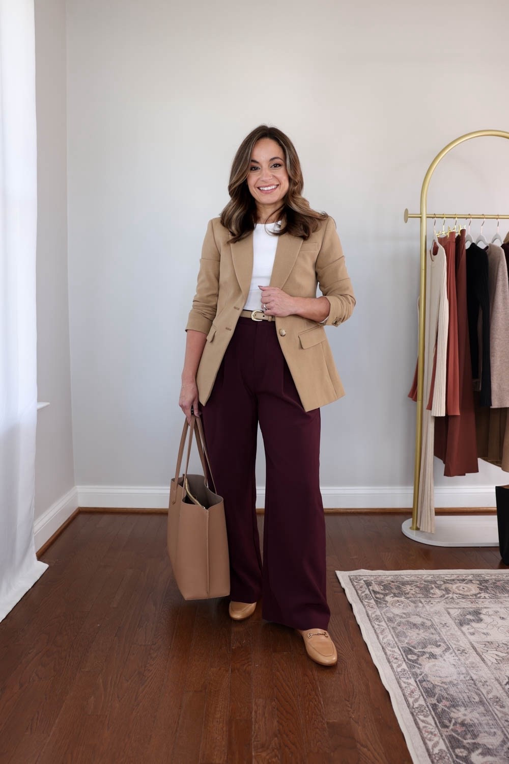 The 2025 fall workwear capsule series: purple wide leg pants six ways! 


White long sleeve top (Quince): xs 
Tan blazer (J.Crew): petite 00 in burnished saddle 
Purple pants (Gap): petite 00 / 11” rise / 28” inseam 

My measurements for reference: I’m 4’10” and 105lbs. My bust, waist, and hip measurement is 32”, 24”, and 36”.

#LTKWorkwear #LTKPetite