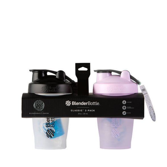 BlenderBottle 20oz Classic Water Bottle 2pk - Black/Purple | Target