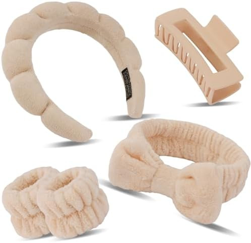 Canitor Spa Headband Wristband Set with Hair Clips Skincare Headbands for Washing Face Skin Care ... | Amazon (US)