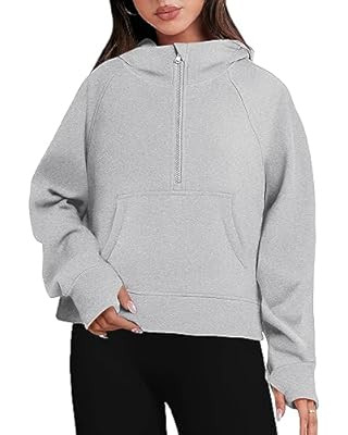 THE GYM PEOPLE Womens' Hoodies Half Zip Long Sleeve Fleece Crop Pullover Sweatshirts with Pockets... | Amazon (US)