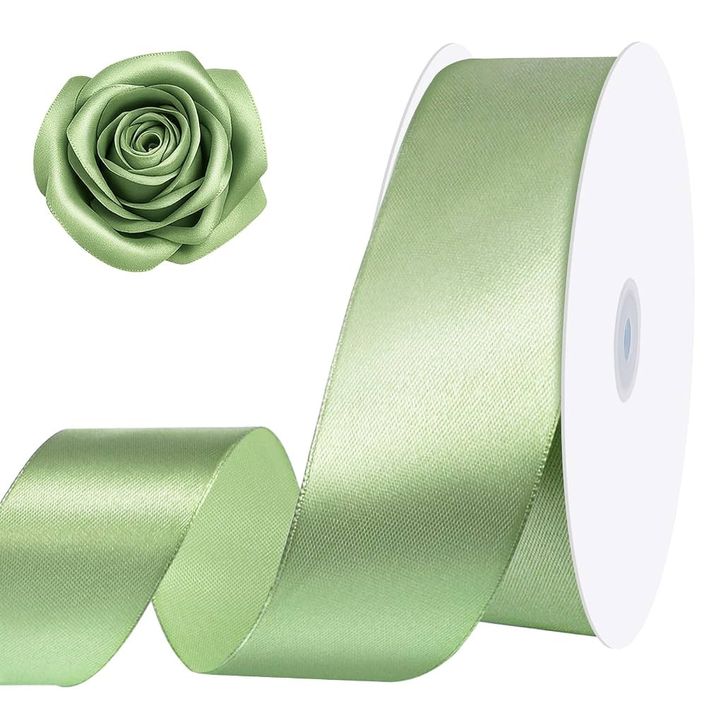 Sage Green Ribbon 120 Yards 1 1/2 Inch Light Green Satin Ribbon for Wedding Bridal Shower DIY Cra... | Amazon (US)