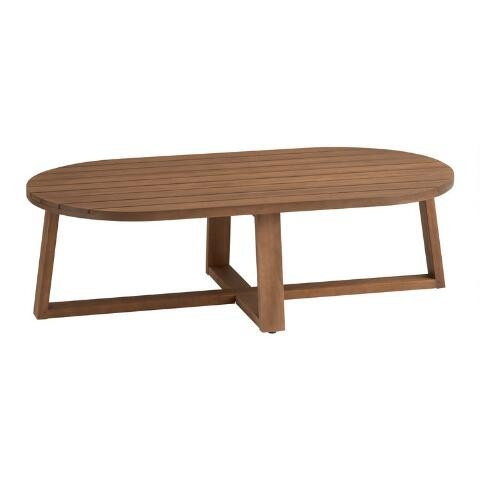 Oval Light Brown Eucalyptus Samar Outdoor Coffee Table | World Market