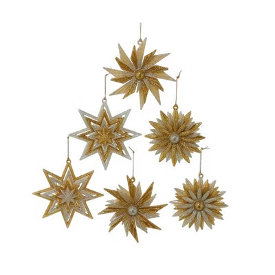 Kurt Adler Acrylic Ornaments for Christmas Tree, silver and Silver Glittered Sunflowers & Snowflakes (Set of 6) | Target