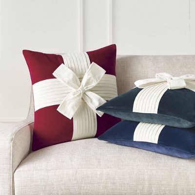 Noel Bow Velvet Pillow Cover | Frontgate