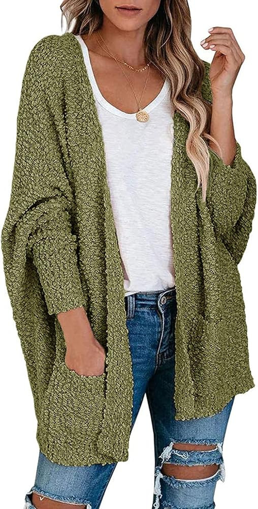 MEROKEETY Women's 2025 Winter Fuzzy Popcorn Batwing Sleeve Cardigan Knit Oversized Sherpa Sweater... | Amazon (US)