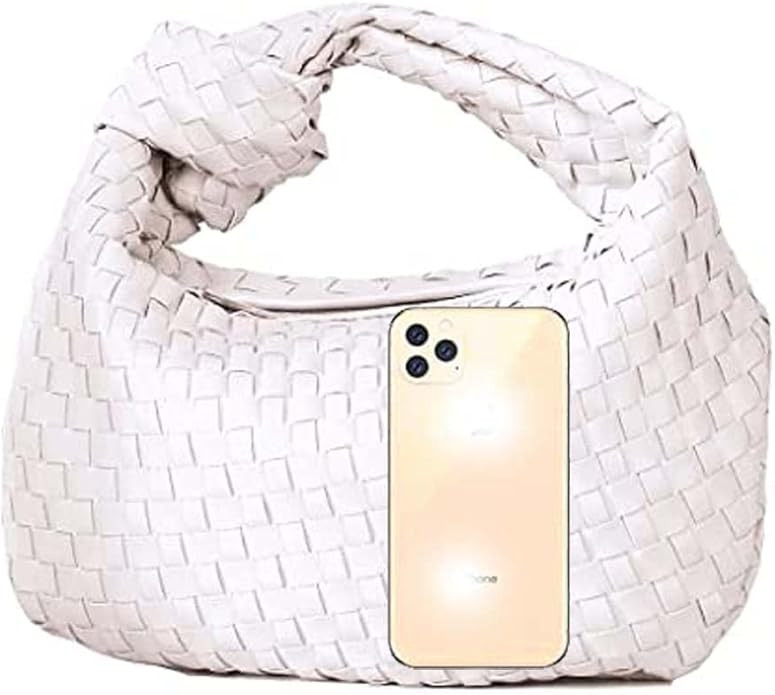 Women Woven HandBag PU Leather Fashion Shoulder Bag Purse Handmade Hobo Hand Clutch Bag | Amazon (US)