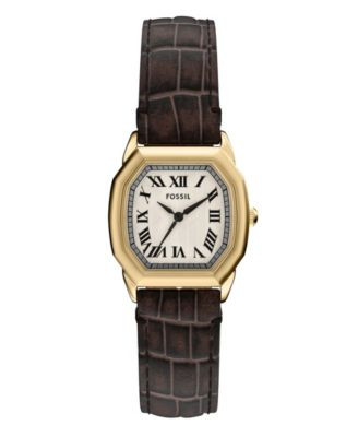 Fossil Women's Harlow Three-Hand Brown Croco Leather Watch, 27mm - Brown | Macy's