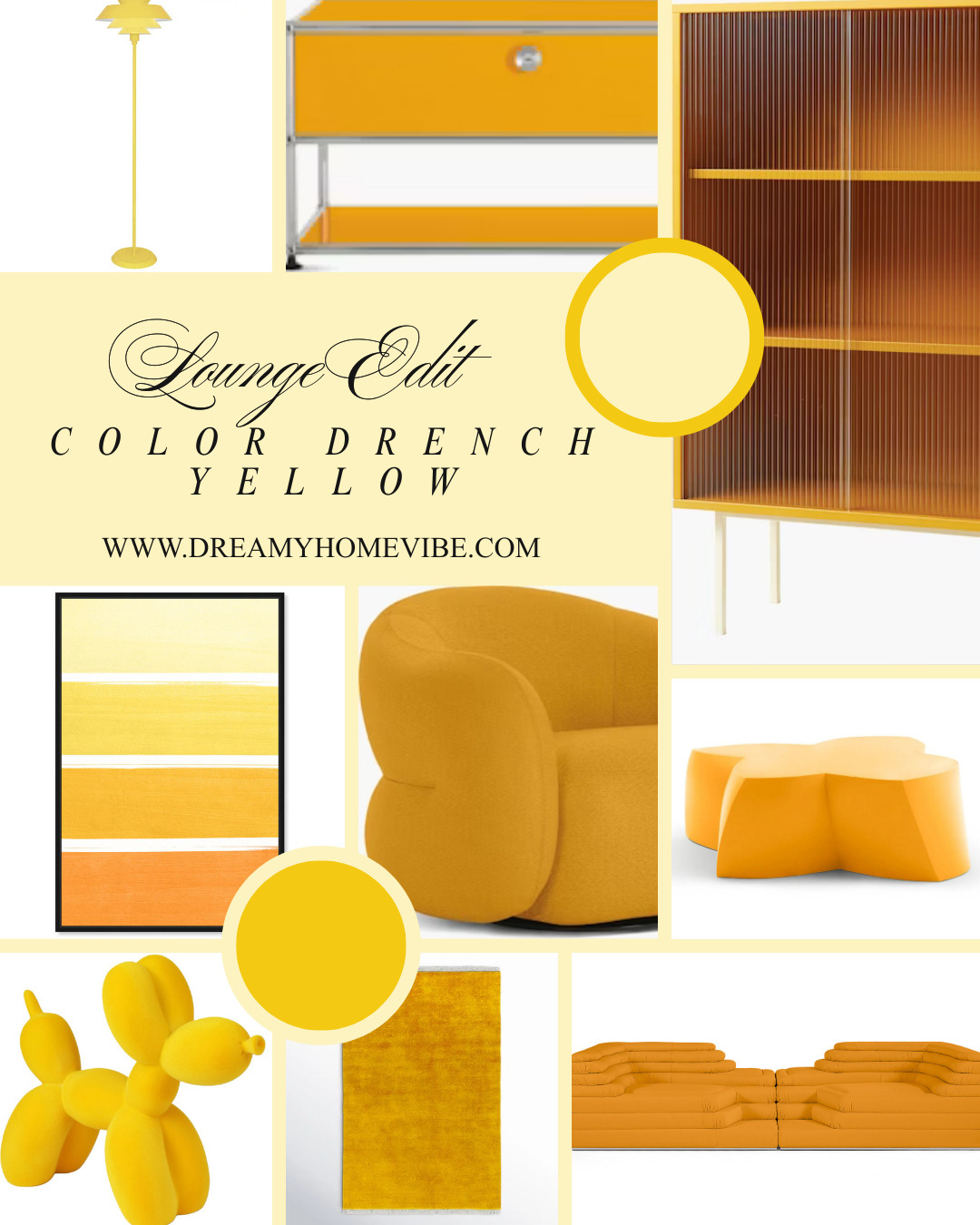 A curated grid where every piece speaks the same language of color and form. Saturated yellow meets modern balance.
#LivingRoomStyle #ModernDecor #DesignDetails #ViewTheEdit #HomeIn 

 #LTKHome