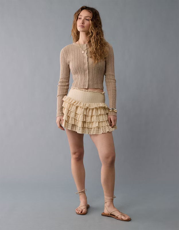 AE High-Waisted Ruffle Mini Skort | American Eagle Outfitters (US & CA)