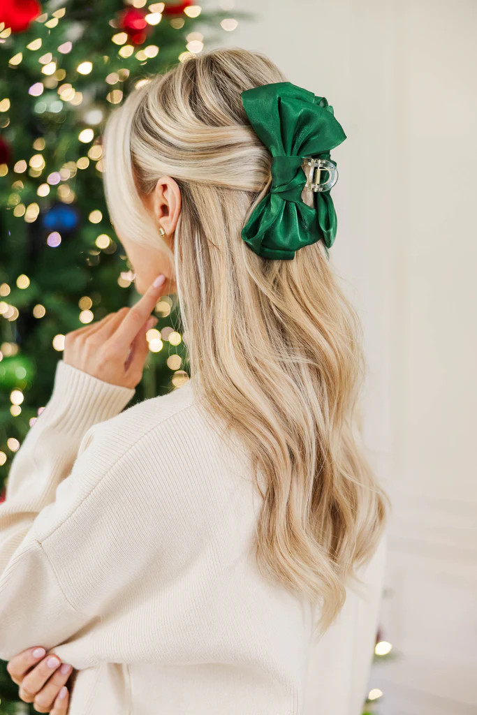 The Rylee Emerald Bow Claw Clip | The Mint Julep Boutique