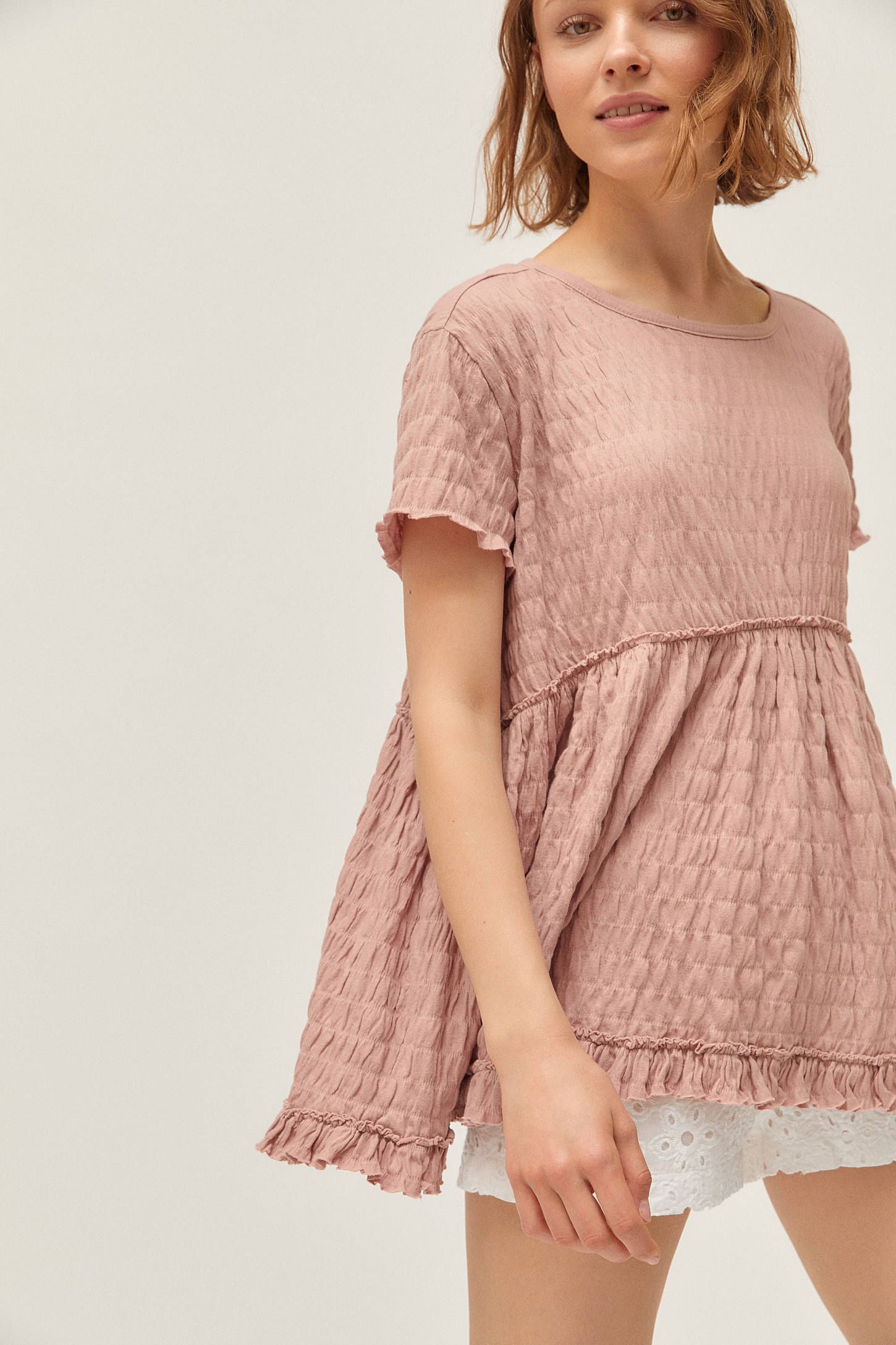 UO Fondant Seersucker Babydoll Top | Urban Outfitters (US and RoW)