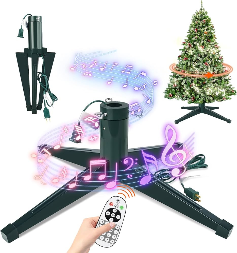 Musical Rotating Christmas Tree Stand, Adjustable Tree Stands with Remote Control Music, Speed an... | Amazon (US)