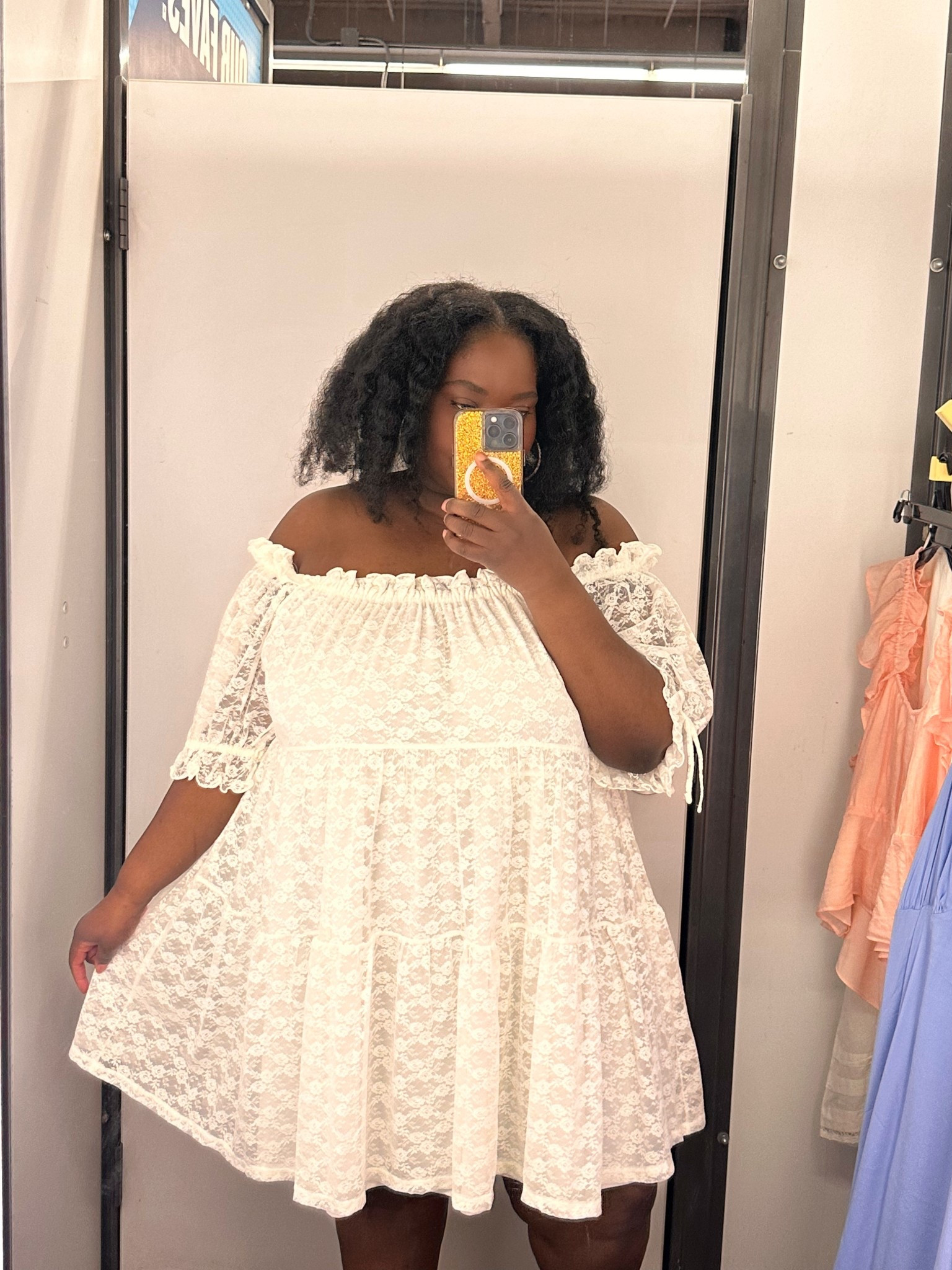 I love a cute white dress. This one has lace detail and falls off the shoulder. Perfect for Coachella or a festival. 

#LTKMidsize #LTKPlusSize #LTKOver40