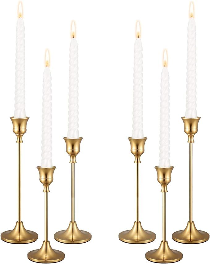 PNAVMG Candle Holders,Set of 6 Candlestick Holders for Taper Candles, Brass Gold Modern Decorativ... | Amazon (CA)