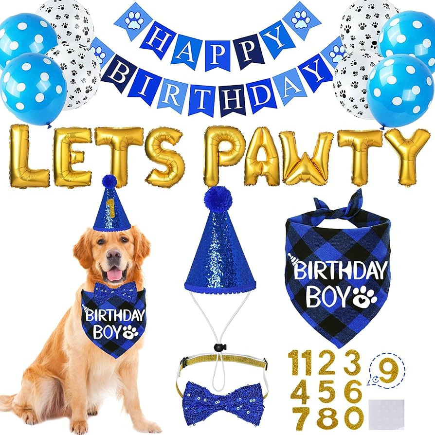 STMK Dog Birthday Party Supplies, Multi Sizes Dog Birthday Bandana Boy Dog Birthday Hat with Numb... | Amazon (US)