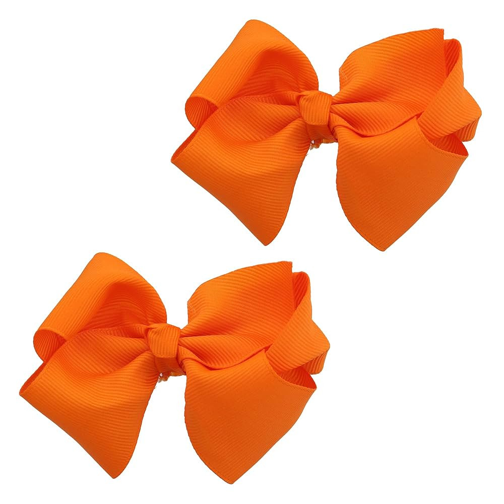 3 Inch Grosgrain Bow for Little Girls- Set of 2 (Orange) | Amazon (US)