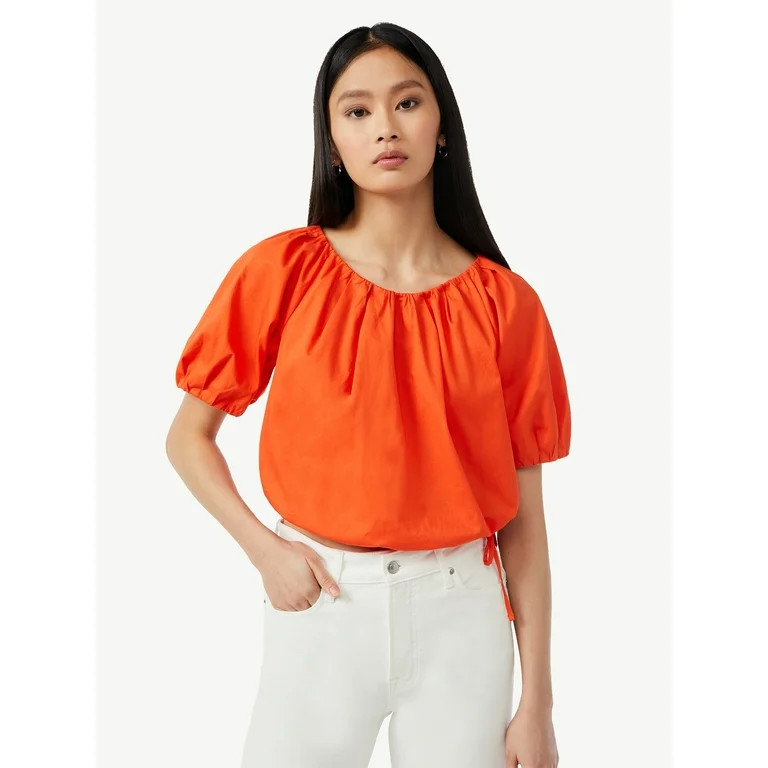 Free Assembly Women's Bubble Top with Short Sleeves | Walmart (US)