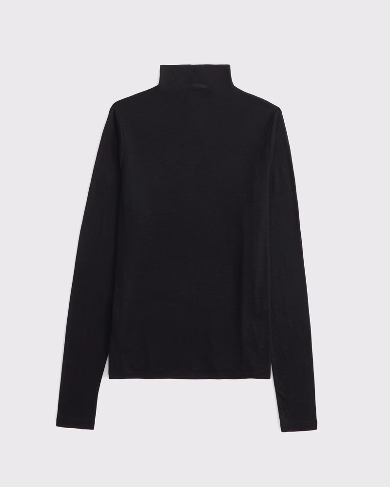 Long-Sleeve Grown-On Mockneck Top | Abercrombie & Fitch (US)