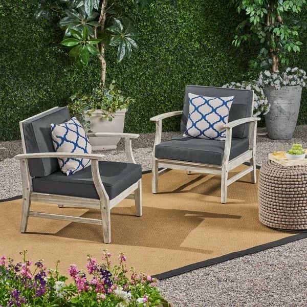 Brickhouse Outdoor Patio Chair with Cushions (Set of 2) | Wayfair Professional