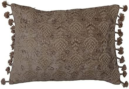 Creative Co-Op Traditional Decorative Woven Cotton Blend Viscose Chenille Lumbar Embroidery and Tass | Amazon (US)