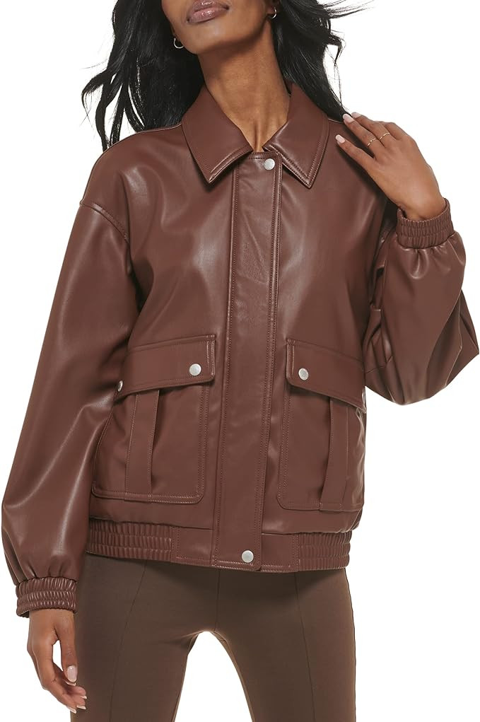 Levi's Women's Faux Leather Lightweight Dad Bomber Jacket | Amazon (US)