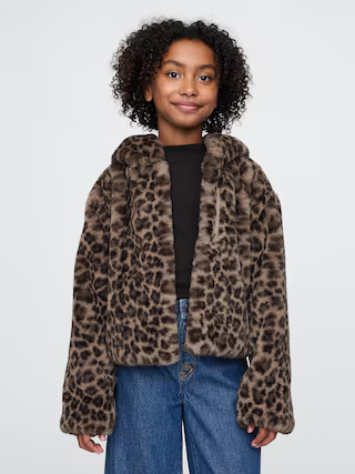 Kids Recycled Leopard Faux Fur Jacket | Gap (US)