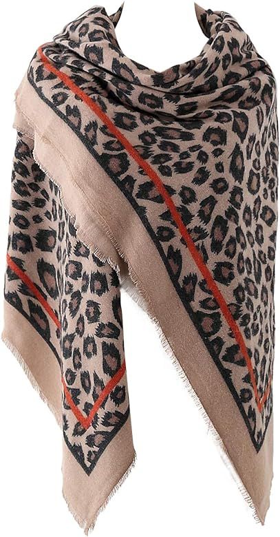 Women's Leopard Print Blanket Square Wrap Scarf | Amazon (US)