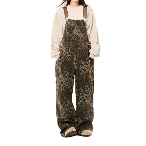 Wayolyn Leopard Overalls Women Overalls for Women Leopard Pants Leopard Pants Cheetah Pants Baggy Overalls for Women (Leopard Print,S,Small) | Amazon (US)