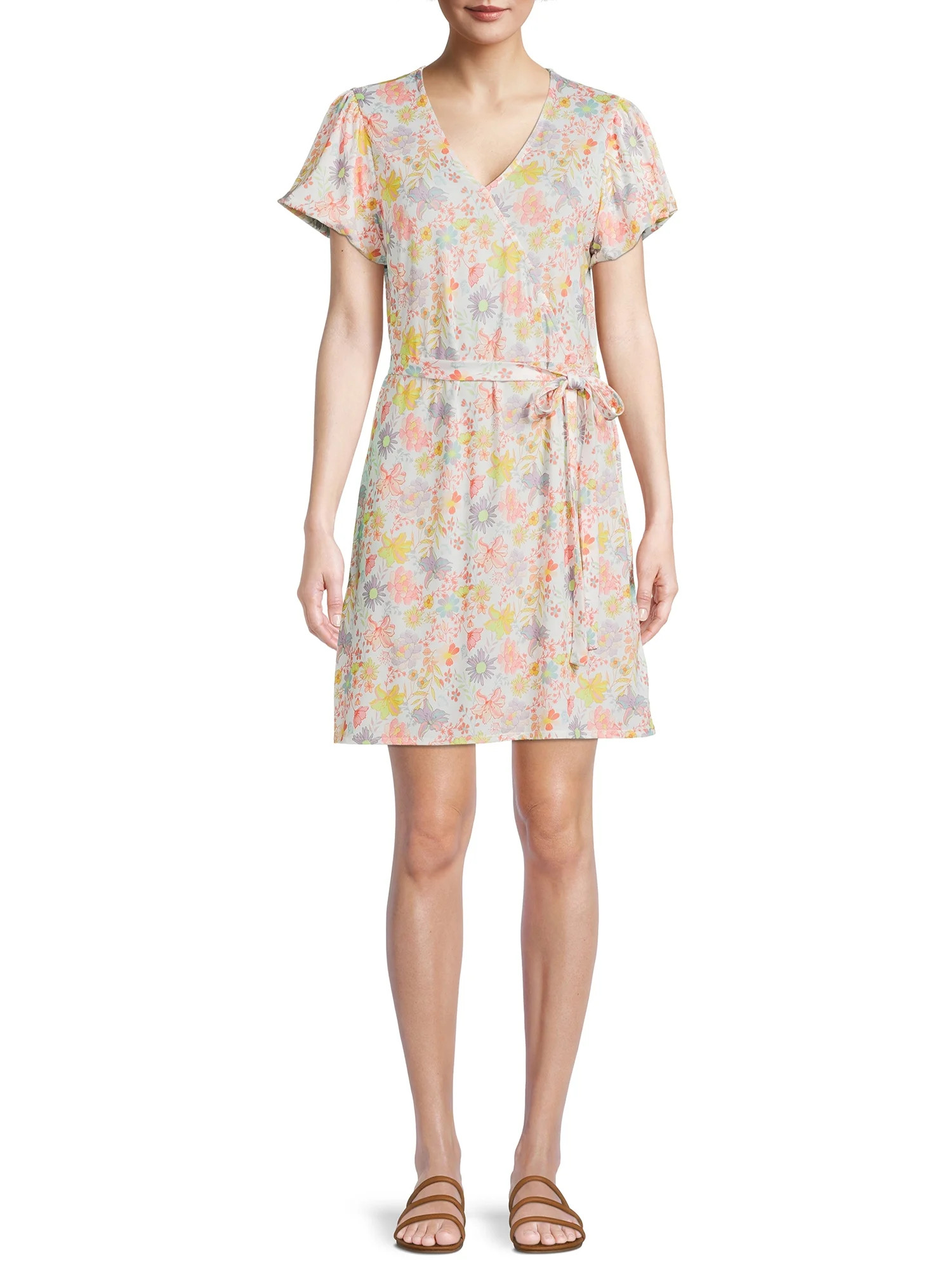 Heather B Womens Faux Wrap Dress with Side Tie | Walmart (US)