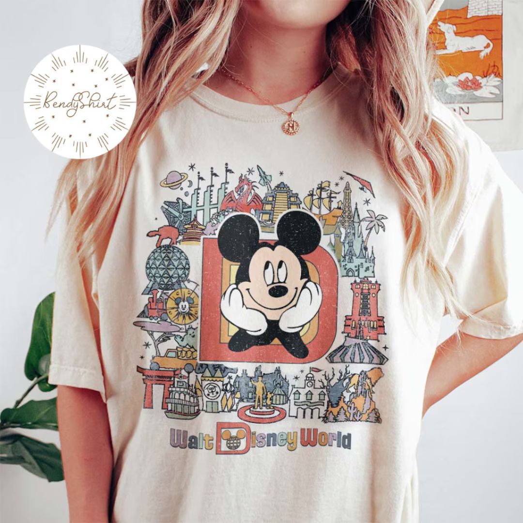 Vintage Retro Disney World Shirt, Custom character Mickey Minnie Chip Dale Pooh shirt, Mickey vin... | Etsy (US)