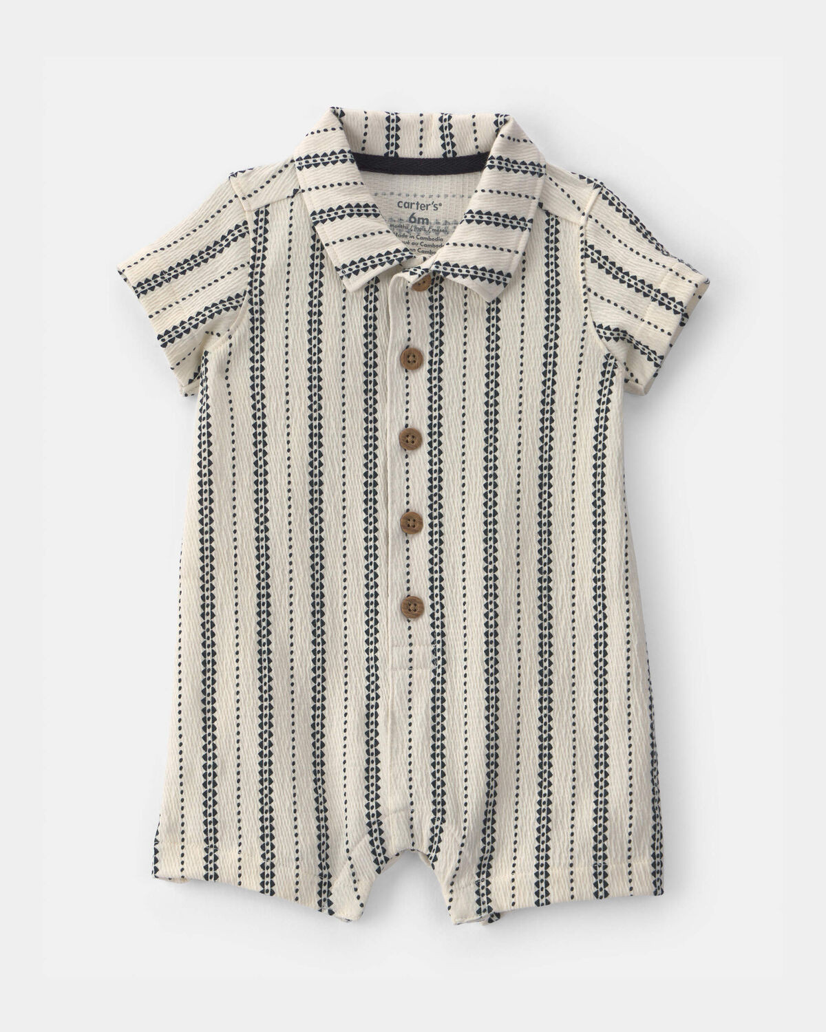 Baby Boy Striped Short-Sleeve Romper - Black/Ivory | Carter's Inc