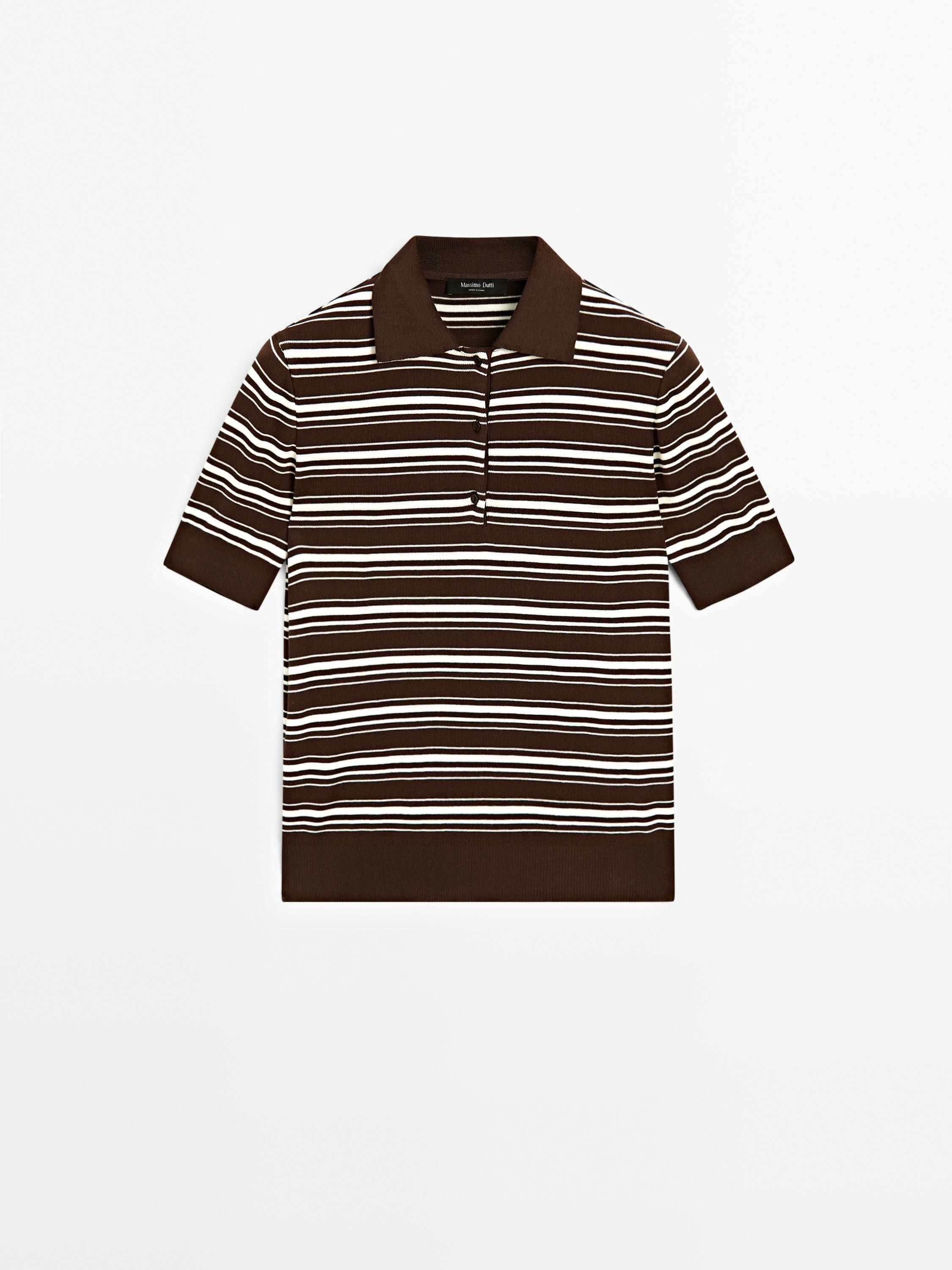 100% cotton polo shirt with striped details | Massimo Dutti UK