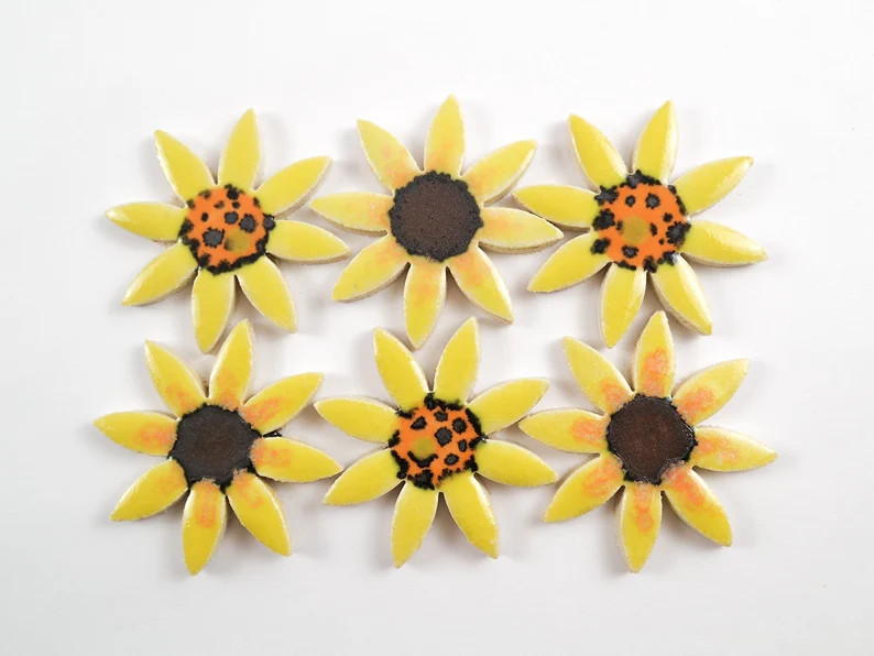 Assorted Sunflower Handmade Ceramic Tiles for Mosaic Design. - Etsy | Etsy (US)