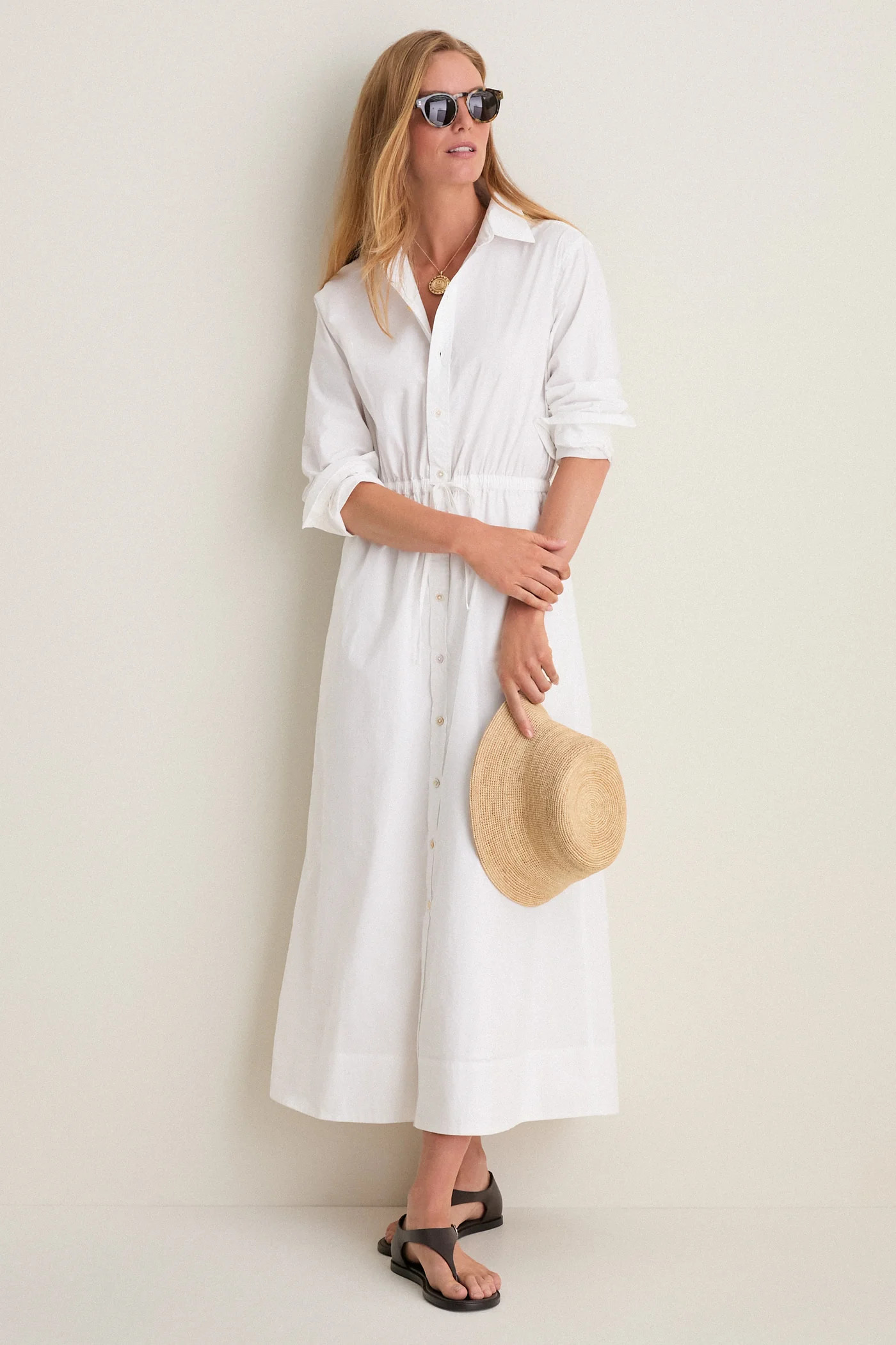 White Cotton Poplin Julien Shirt Dress | Tuckernuck (US)