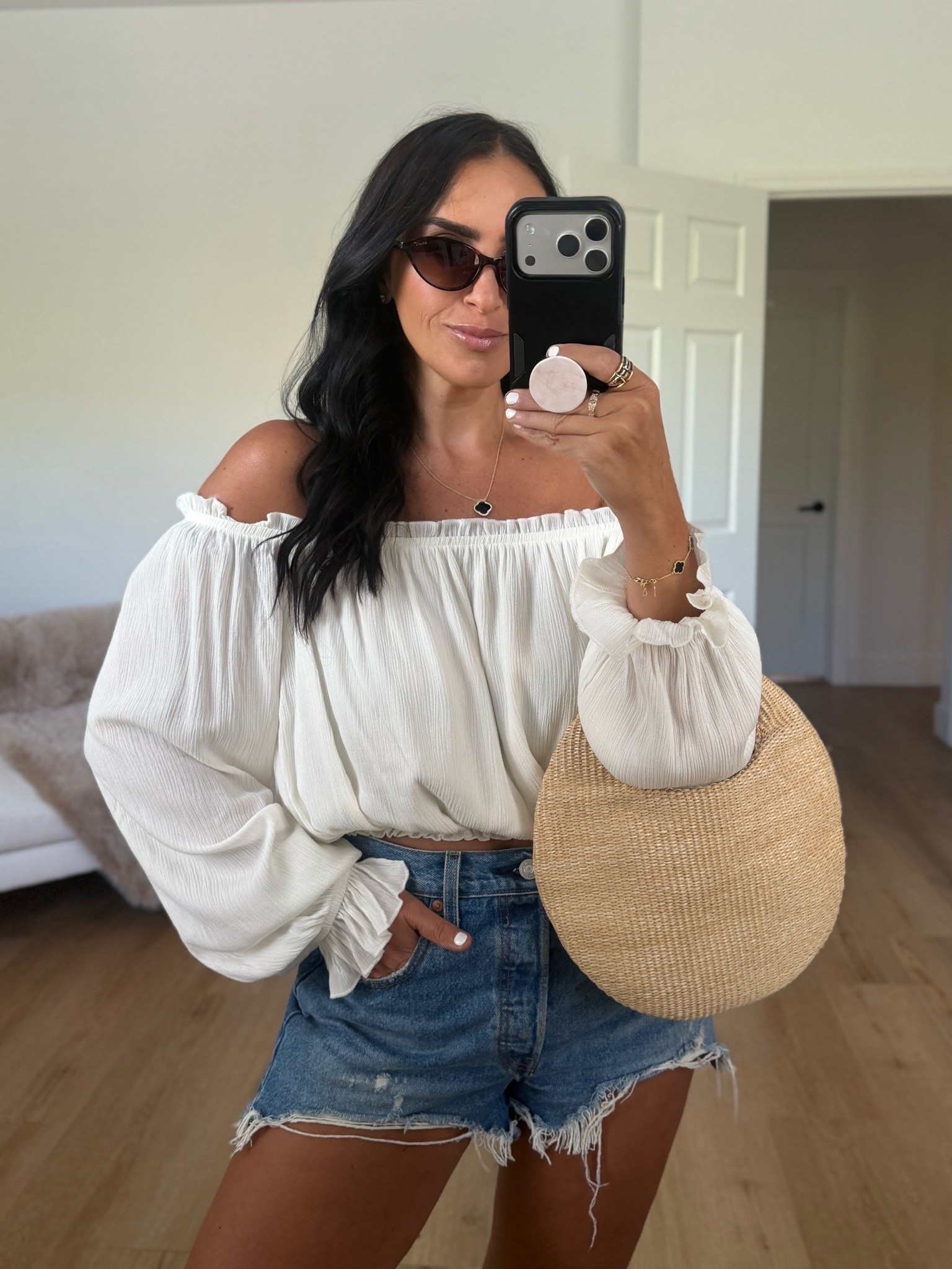 Madden NYC Women's Peasant Top with Long Sleeves only $15 wearing size small