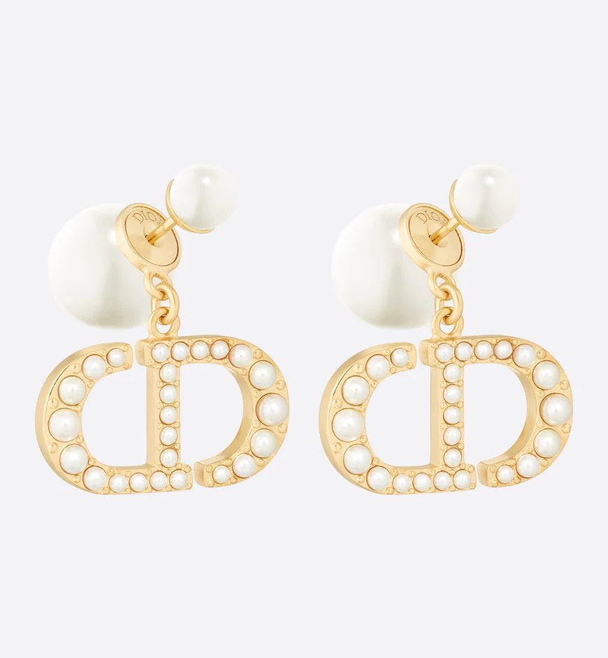 Dior Tribales Earrings Gold-Finish Metal and White Resin Pearls | DIOR | Dior Couture