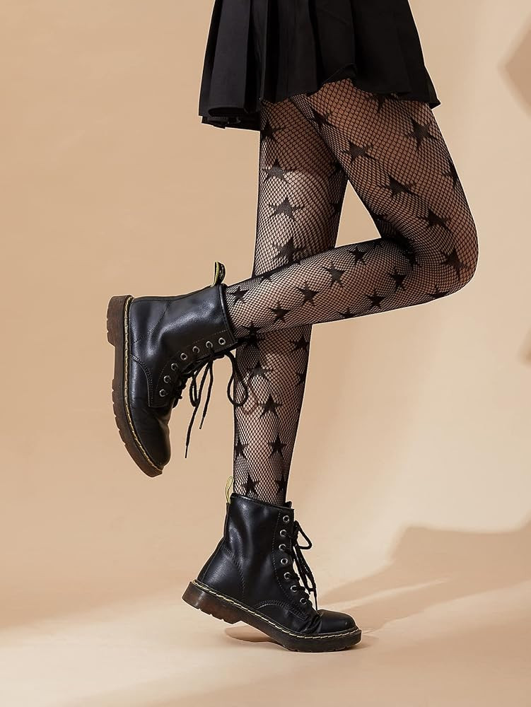 SHEIN Women's Patterned Tights Fishnet Floral Stockings Pantyhose Stockings Leggings | Amazon (US)