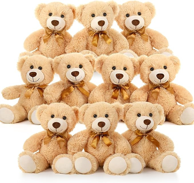 MaoGoLan Bulk Teddy Bear Baby Shower, 10 Packs Small Teddy Bear Stuffed Animals in Bulk,13.5" Sma... | Amazon (US)