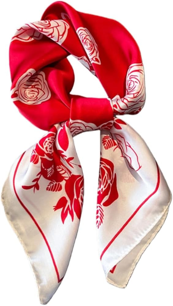 WaJuemy Silk Feeling Hair Scarf Bandanas for Women 27.5" Square Lightweight Satin Head Scarves Ne... | Amazon (US)