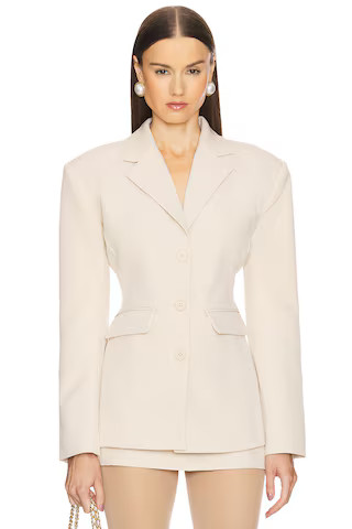 Helsa Recycled Twill S Curve Jacket in Light Khaki from Revolve.com | Revolve Clothing (Global)