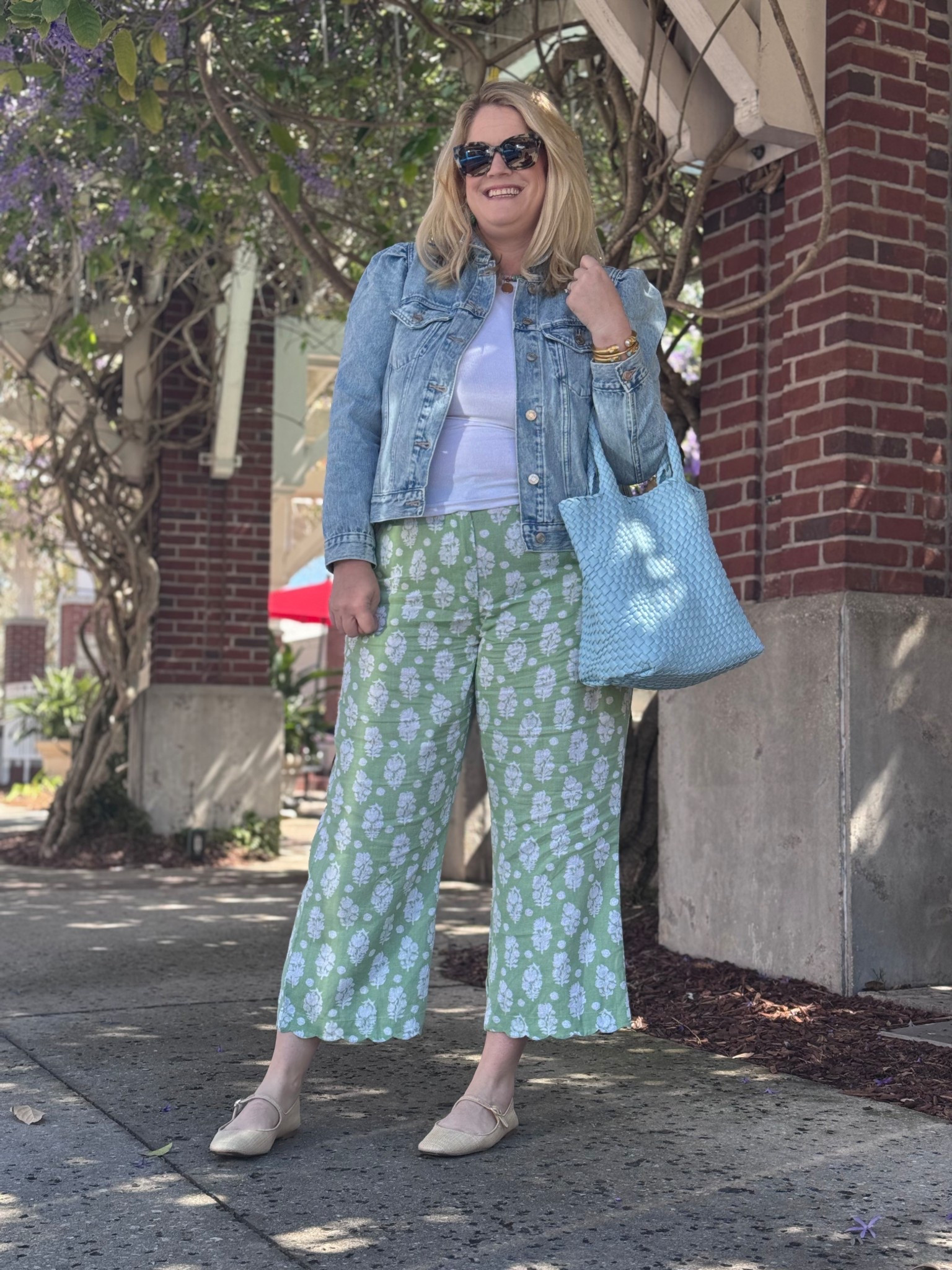 The cutest denim jacket and block print linen pants both under $40. Perfect for spring and a denim jacket is a closet staple! 

#denimjacket #blockprint #linenpants #scallops #springpants 

#LTKMidsize #LTKFindsUnder50 #LTKShoeCrush