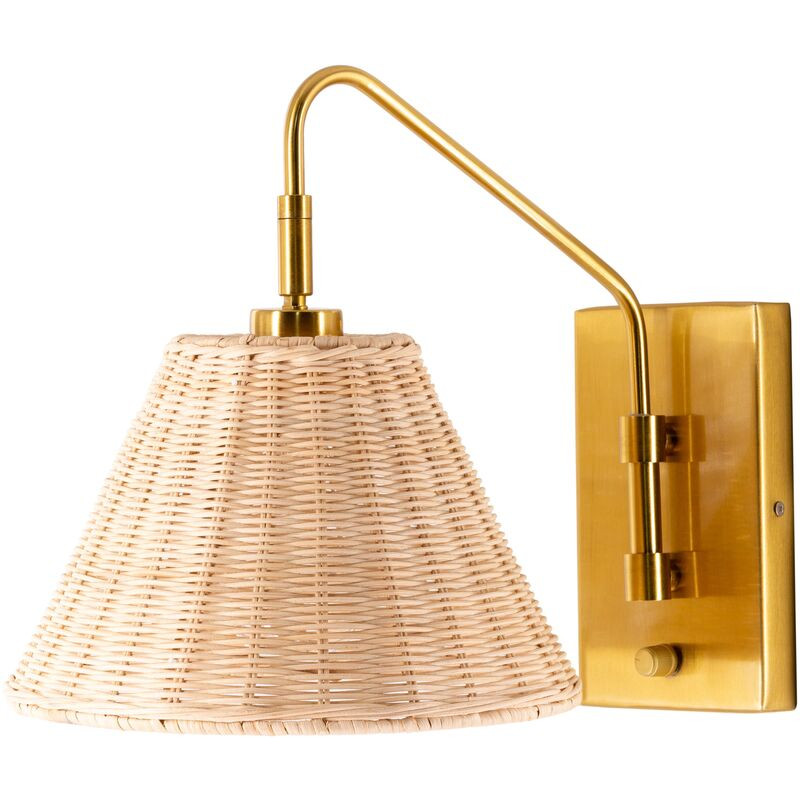Casper Rattan Wall Sconce, Natural/Gold | One Kings Lane