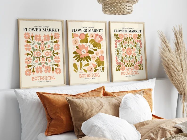 Set Of 3 Matisse Flower Market Prints, Boho Flower Art, Bedroom Wall Décor, Living Room Print, E... | Etsy (US)