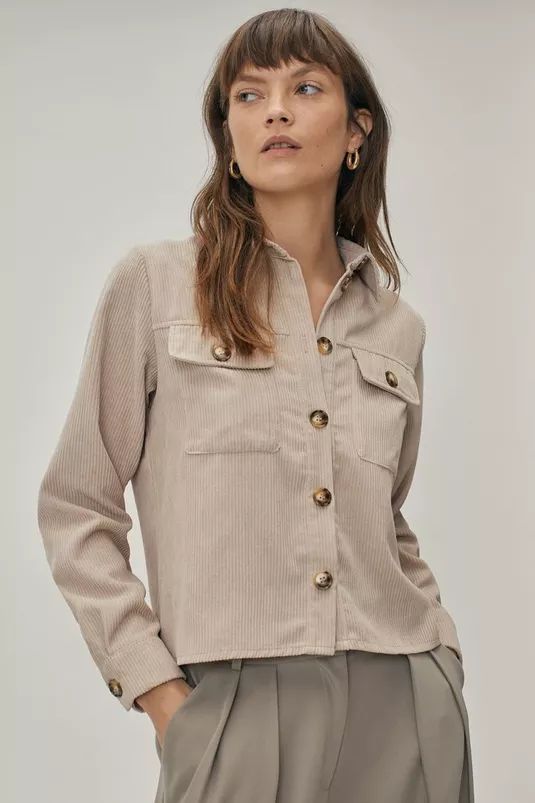 Corduroy Boxy Button-Down Shirt | Nasty Gal (US)