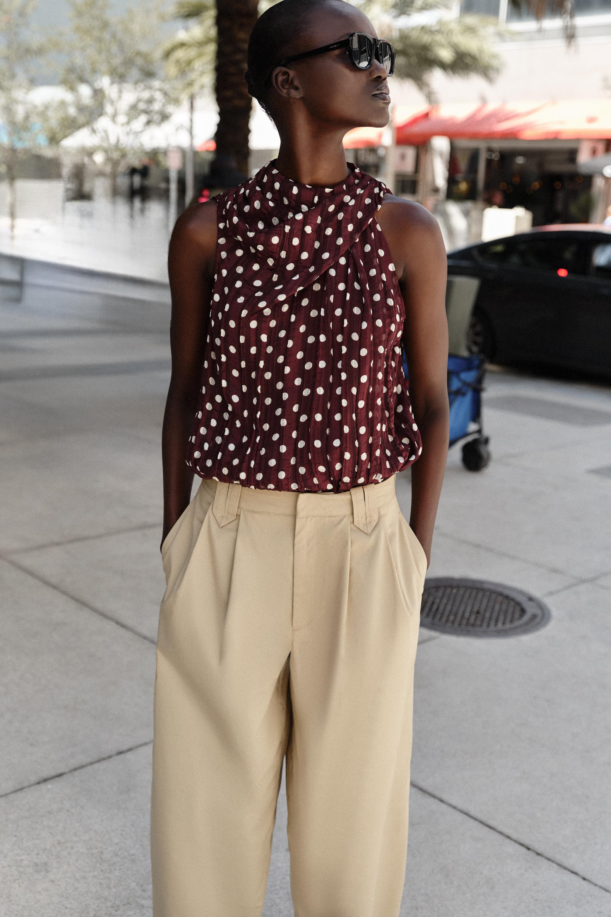 PLEATED CUFFED HEM PANTS | Zara US