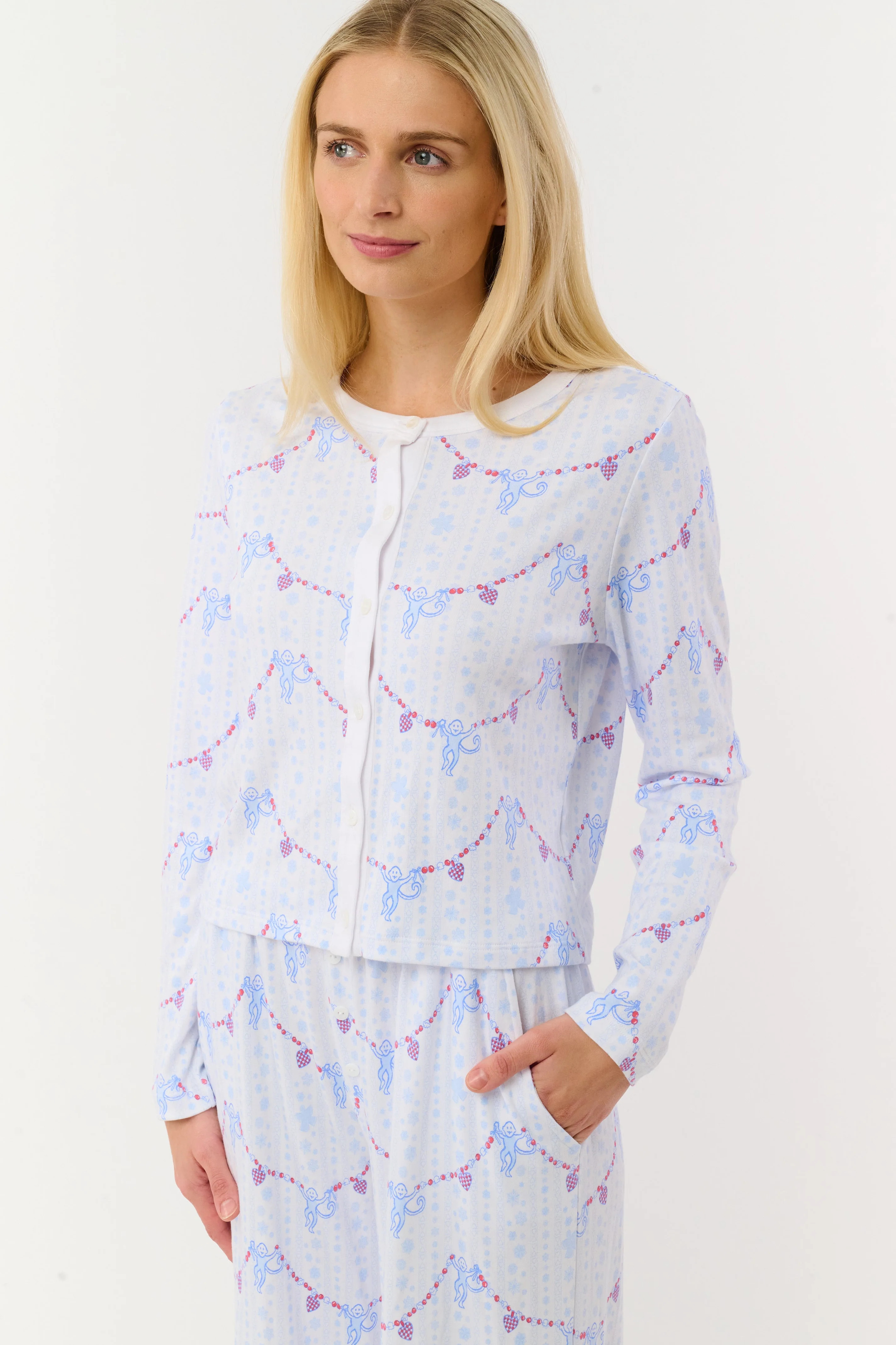 Snowflake Stripe Nessa Cardigan | Roller Rabbit