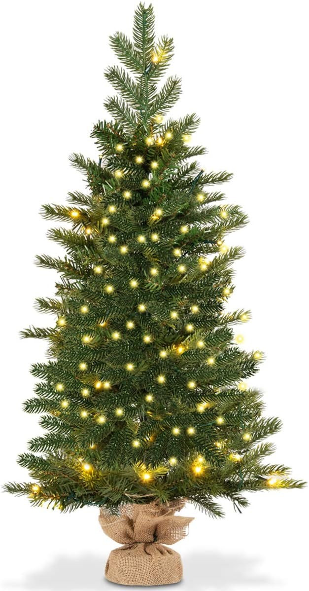 Goplus 3ft Prelit Christmas Tree, Battery Operated Spruce Fir Tree with 50 LED Lights and Timer F... | Amazon (US)