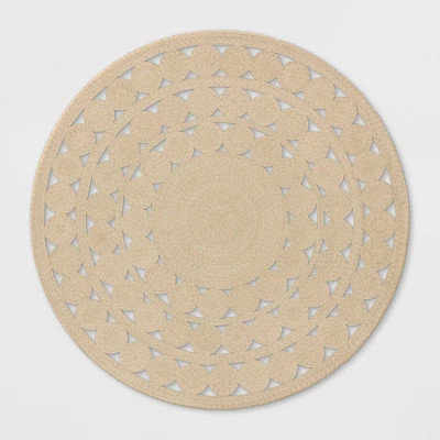 Round Ornate Braided Outdoor Rug Natural - Opalhouse™ | Target