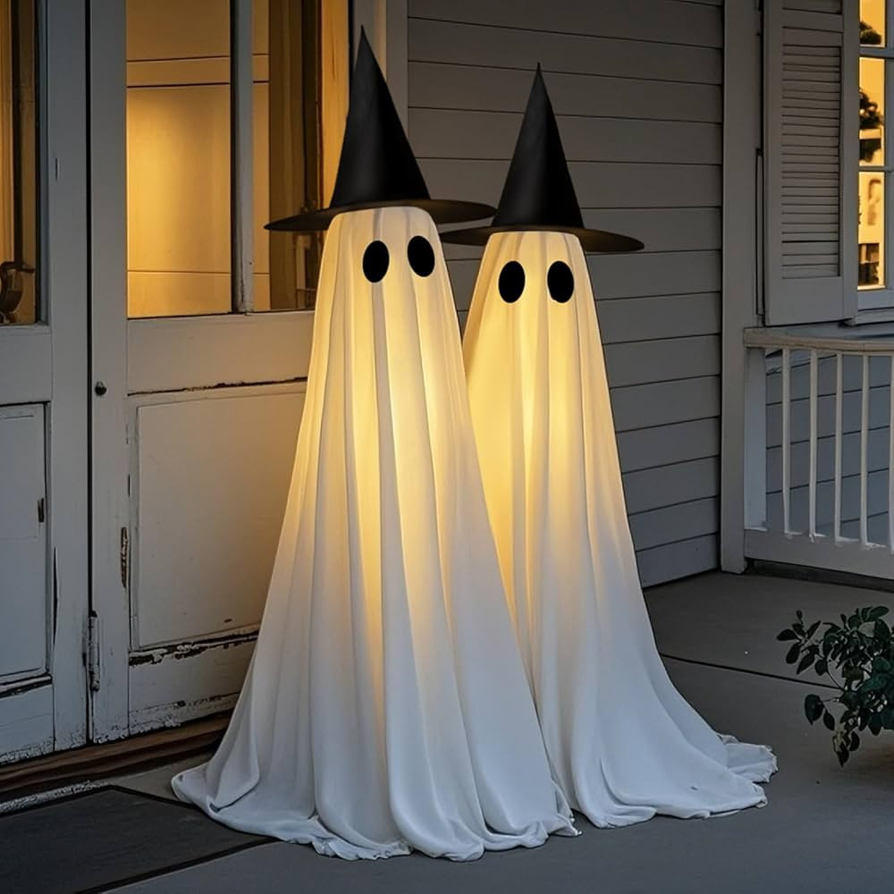 2 Packs Halloween Decorations Outdoor, 5 FT USB Powered Ghost Decor Kit with Remote Controlled St... | Amazon (US)